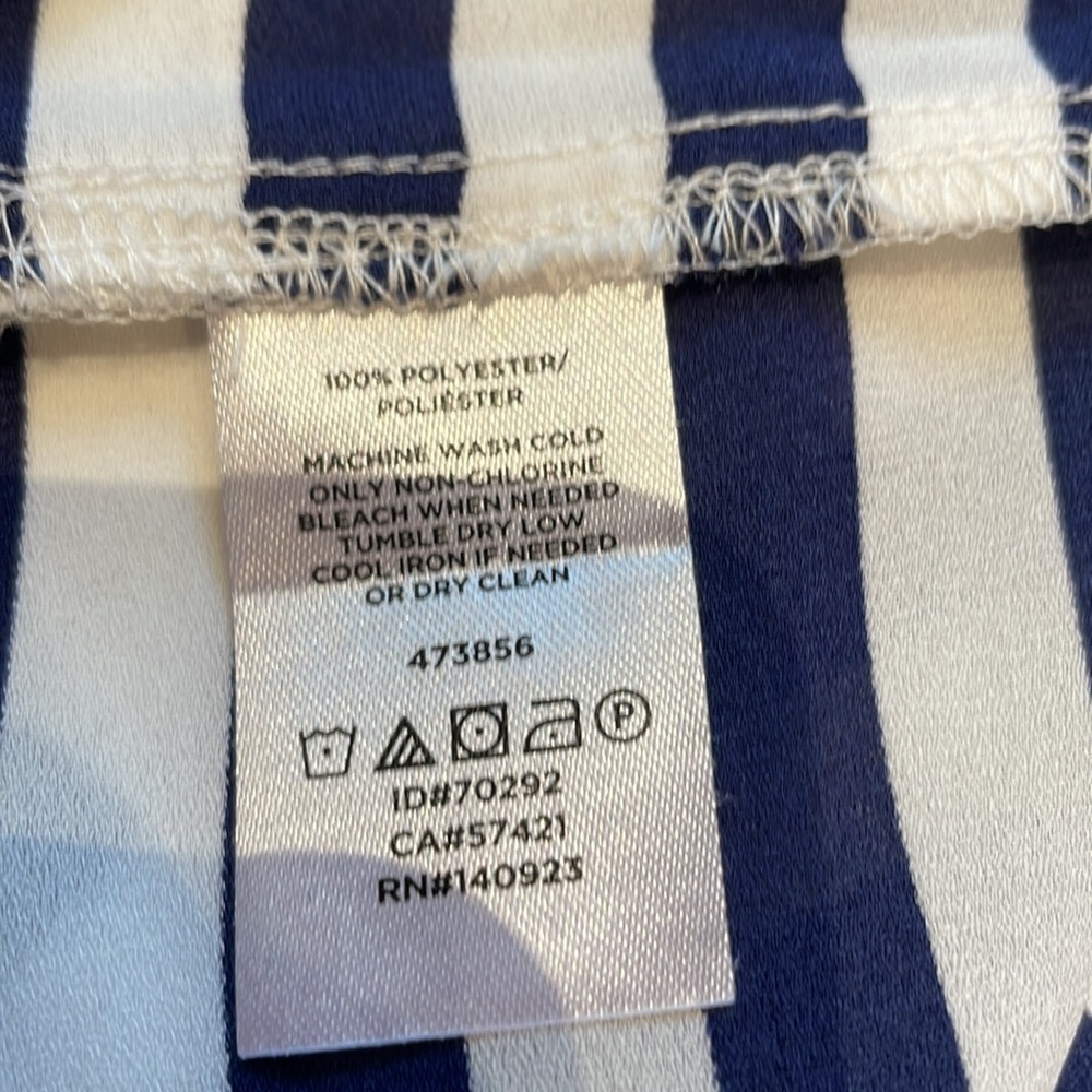 Loft Nautical Stripe Wide Neck Blouse, Navy, Size L - Picture 10 of 10